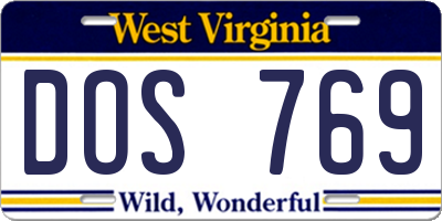 WV license plate DOS769