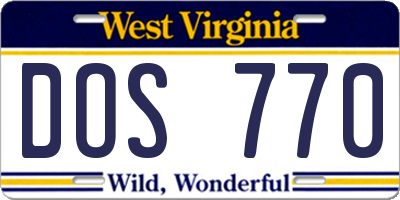 WV license plate DOS770