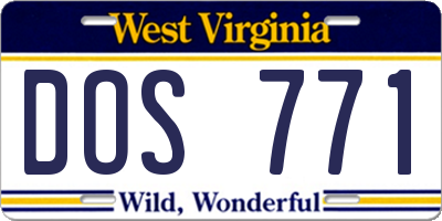 WV license plate DOS771