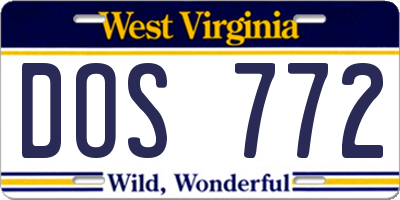 WV license plate DOS772
