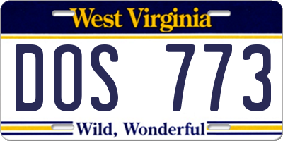 WV license plate DOS773