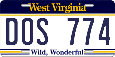 WV license plate DOS774