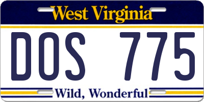 WV license plate DOS775