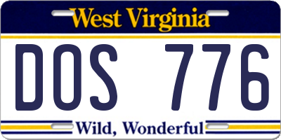 WV license plate DOS776