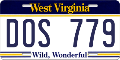 WV license plate DOS779