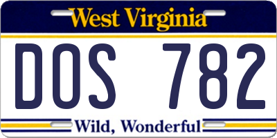 WV license plate DOS782