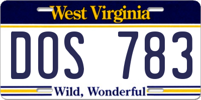 WV license plate DOS783