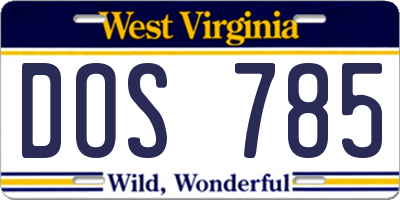 WV license plate DOS785