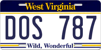 WV license plate DOS787