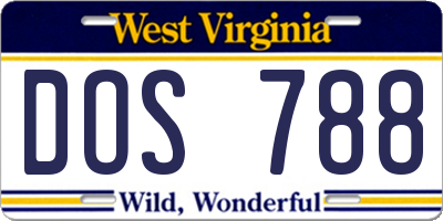 WV license plate DOS788