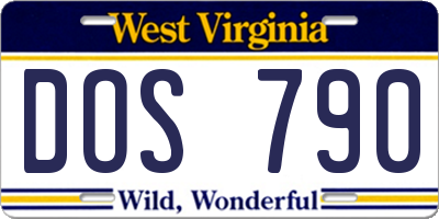 WV license plate DOS790
