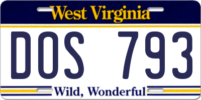 WV license plate DOS793