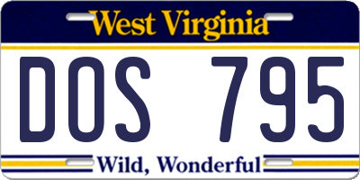 WV license plate DOS795