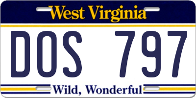 WV license plate DOS797