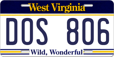 WV license plate DOS806