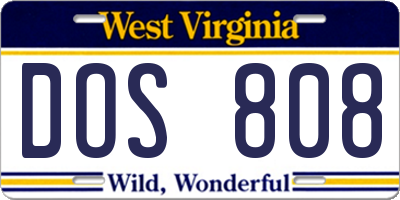 WV license plate DOS808