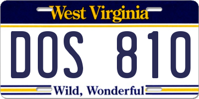 WV license plate DOS810
