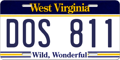 WV license plate DOS811