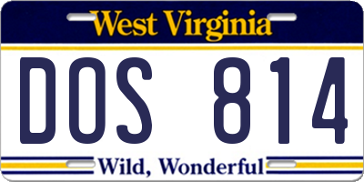 WV license plate DOS814
