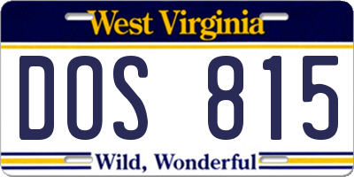 WV license plate DOS815