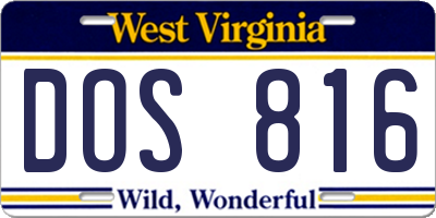 WV license plate DOS816