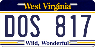 WV license plate DOS817