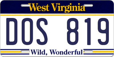 WV license plate DOS819