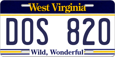 WV license plate DOS820