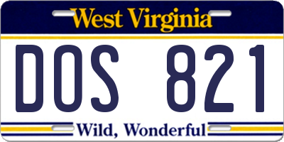 WV license plate DOS821
