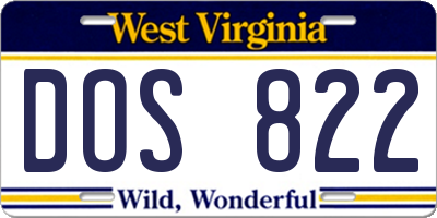 WV license plate DOS822