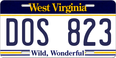 WV license plate DOS823
