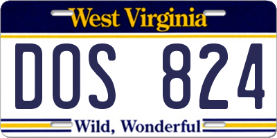 WV license plate DOS824