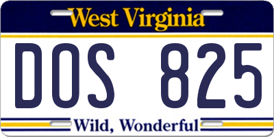 WV license plate DOS825