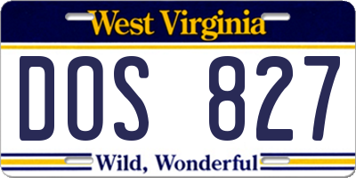 WV license plate DOS827