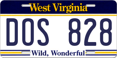 WV license plate DOS828