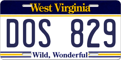 WV license plate DOS829
