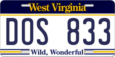 WV license plate DOS833