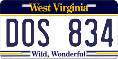 WV license plate DOS834
