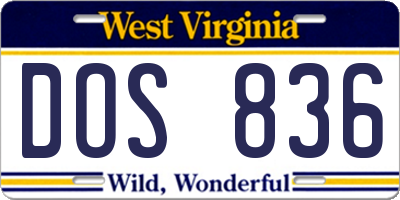 WV license plate DOS836