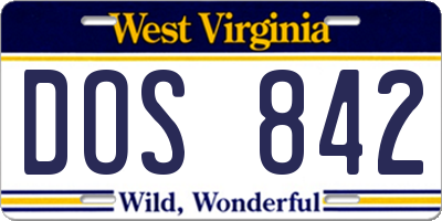 WV license plate DOS842
