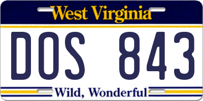 WV license plate DOS843