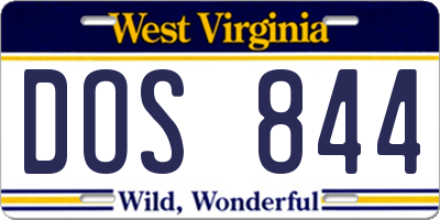 WV license plate DOS844