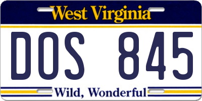 WV license plate DOS845