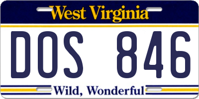 WV license plate DOS846