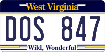 WV license plate DOS847