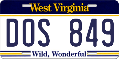 WV license plate DOS849