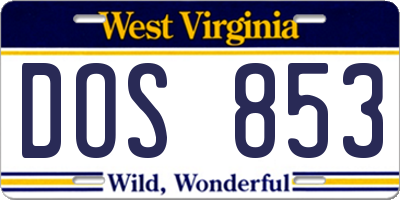 WV license plate DOS853