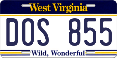 WV license plate DOS855