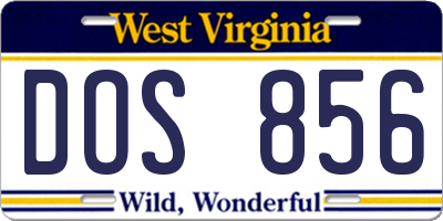 WV license plate DOS856