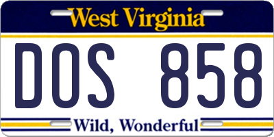 WV license plate DOS858